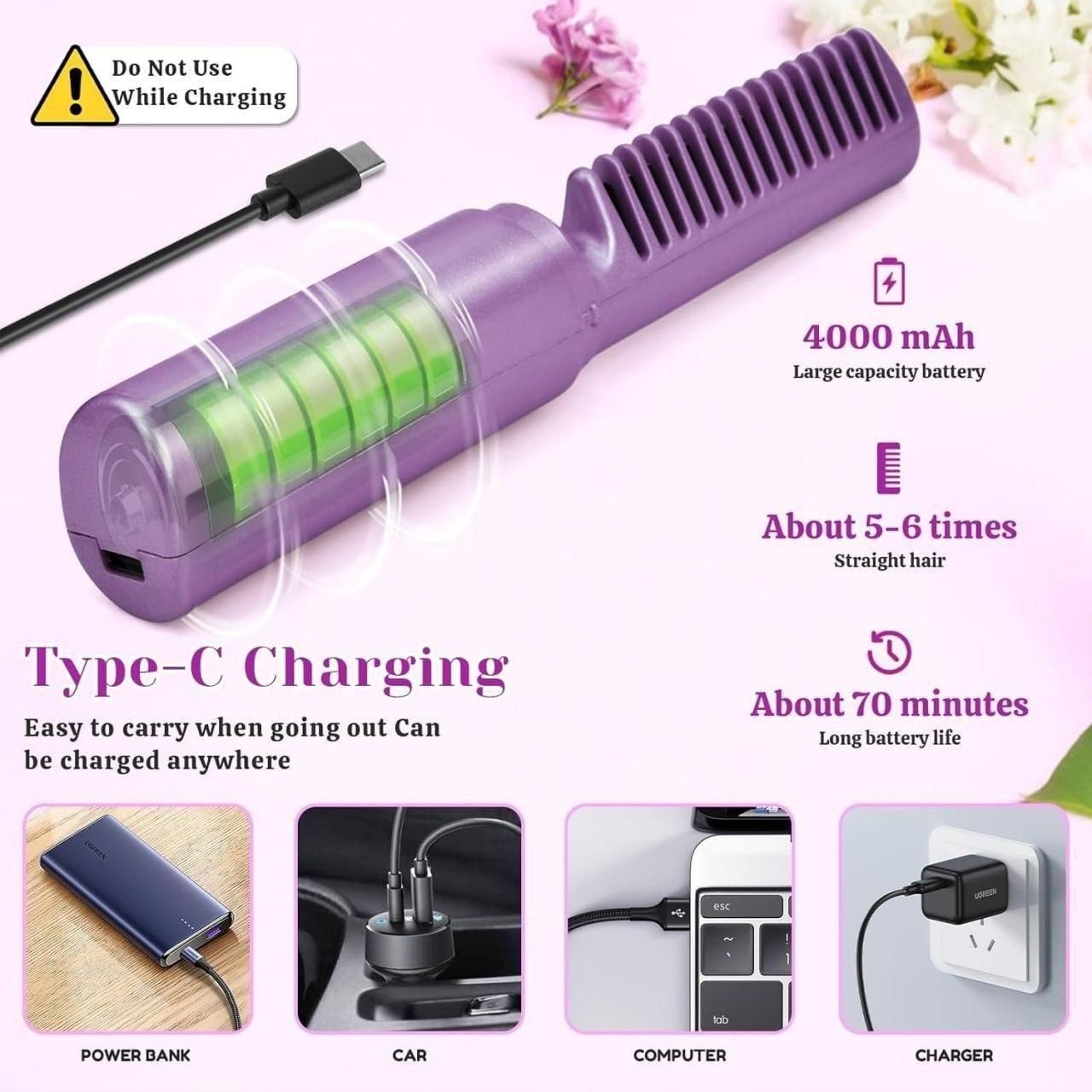 Cordless Mini Hair Straightening Comb